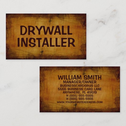 Drywall Installer Antiek Visitekaartje (Voorkant / Achterkant)