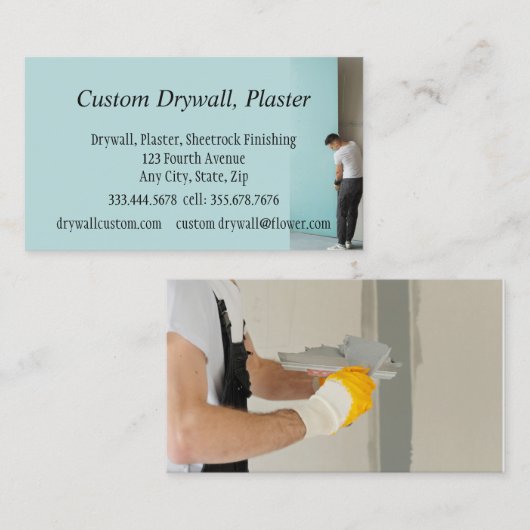 Drywall, Plaster, Sheetrock Finishing Business Car Visitekaartje (Voorkant / Achterkant)