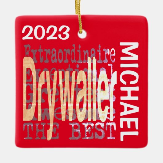 Drywaller Extraordinaire CUSTOM Keramisch Ornament (Voorkant)