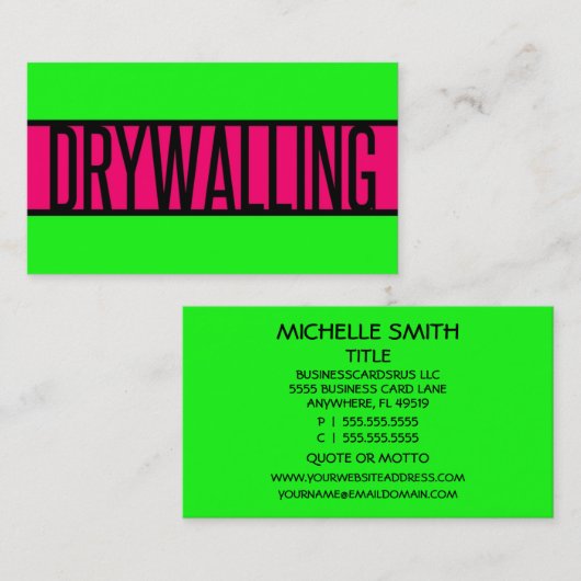 Drywalling Neon Green en Hot Pink Visitekaartje (Voorkant / Achterkant)