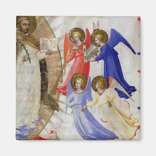 ds 558 f.67v St. Dominic met vier muzikale engelen Magneet (Voorkant)