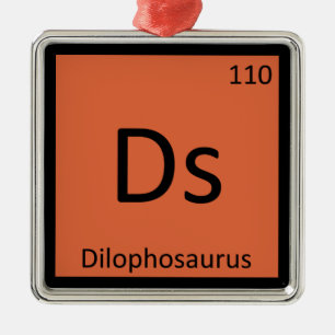 Ds - Dilophosaurus Dinosaur Chemistry Symbol Metalen Ornament