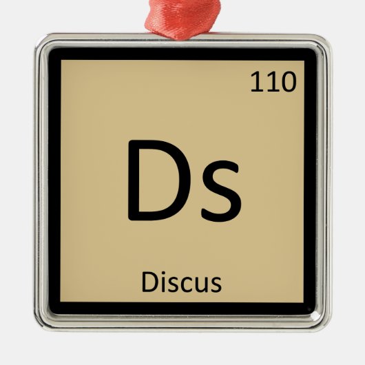 Ds - Discus Track and Field Chemistry-symbool Metalen Ornament (Voorkant)