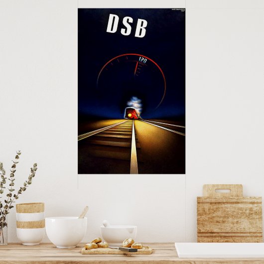 DSB Danske Statsbaner Danish State Railways Train Poster (Keuken)