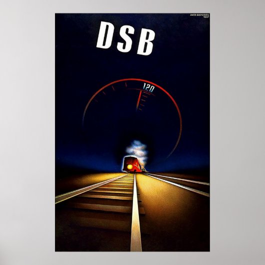 DSB Danske Statsbaner Danish State Railways Train Poster (Voorkant)