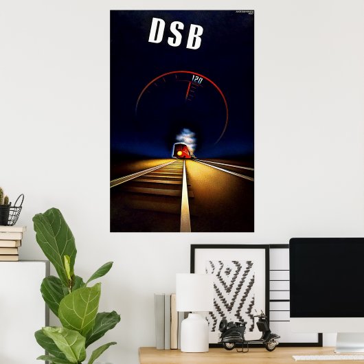 DSB Danske Statsbaner Danish State Railways Train Poster (Thuiskantoor)