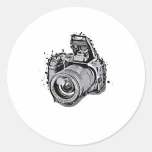 DSLR Camera Fun Photography Style TShirt Ronde Sticker