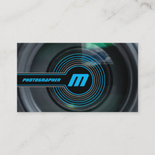 DSLR-cameralenzen voor fotografen in blauw Visitekaartje