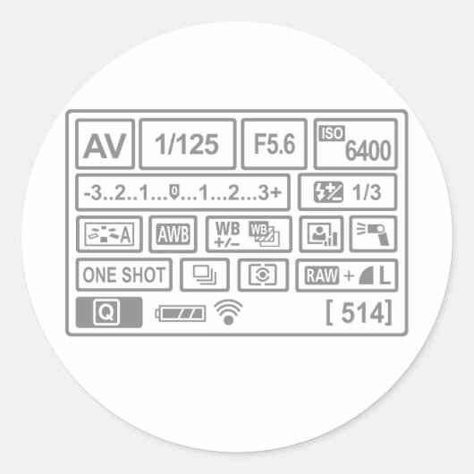 DSLR-instelling Ronde Sticker (Voorkant)