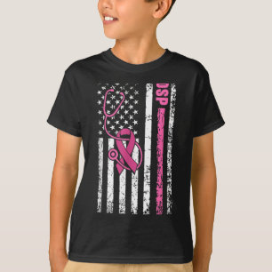 DSP Borstkanker Stethoscoop Roze lint USA Vlag T-shirt