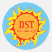 DST permanent - zomertijd Ronde Sticker (Voorkant)