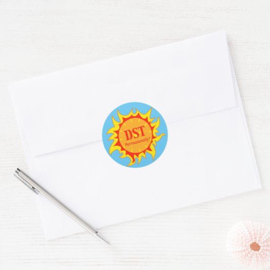 DST permanent - zomertijd Ronde Sticker (Envelop)