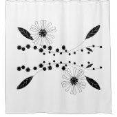 Dstromend zwart-wit Floral ontwerp Douchegordijn (Voorkant)