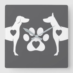 DTDR Doberman Wall Clock Grey Vierkante Klok