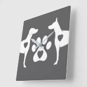 DTDR Doberman Wall Clock Grey Vierkante Klok (Hoek)