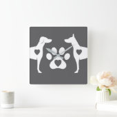 DTDR Doberman Wall Clock Grey Vierkante Klok (Huis)