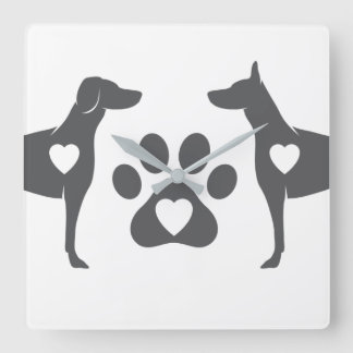 DTDR Doberman Wall Clock White Vierkante Klok