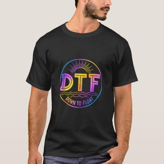 DTF naar beneden drijvende rivier grappige buizen T-shirt (Voorkant)