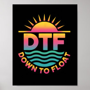 Dtf naar beneden om rivier drijvend grappige tubin poster