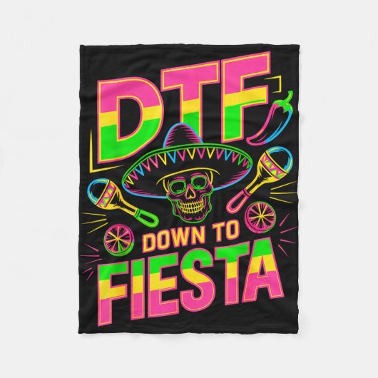 Dtf naar feest grappige schedel Mexicaans voor cin Fleece Deken (Voorkant)