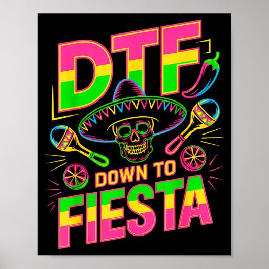 Dtf naar feest grappige schedel Mexicaans voor cin Poster (Voorkant)