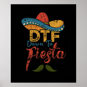 DTF naar Fiesta Funny Cinco de Mayo Gift Poster