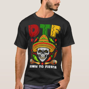 DTF naar Fiesta Mexicaans Calaca Sombrero Cinco D T-shirt