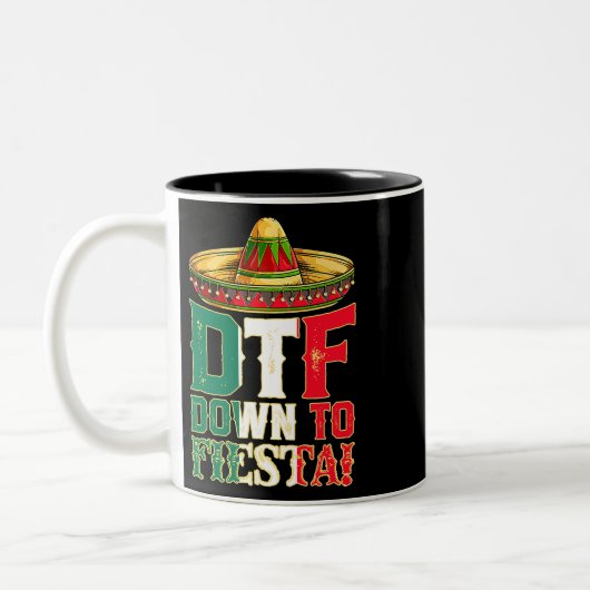 DTF naar Fiesta Mexico Cinco de Mayo Mannen Mexico Tweekleurige Koffiemok (Links)