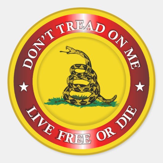 DTOM - Live Free of Die 2 (rood) Ronde Sticker (Voorkant)