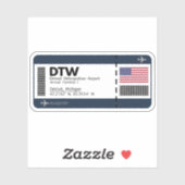 DTW Detroit Boarding Pass - VS Ticket Sticker (Vel)