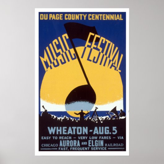 Du Page County Centennial Music Festival WPA Poster (Voorkant)