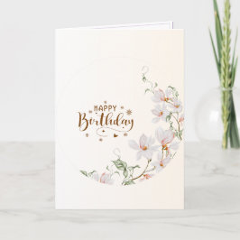 Du Rose Floral Wreath Folded Happy Birthday Card Kaart