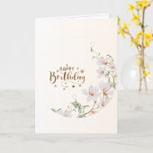 Du Rose Floral Wreath Folded Happy Birthday Card Kaart (Gele Bloem)