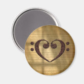 Dual Bass Clef Heart  Gold-blaasmuziek Magneet (Voorkant / Achterkant)