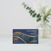 Dual Blue Waves Gold Fringe Taxi-driver Visitekaartje (Staand voorkant)