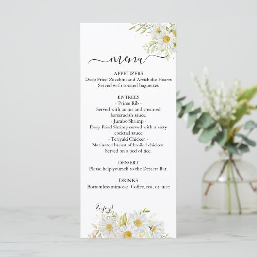 Dual Chrysanthemum groen bruiloft menu (Staand voorkant)