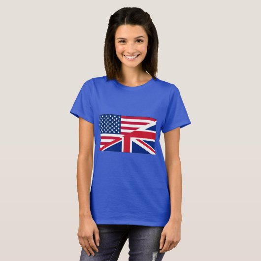 Dual Citizen American en British Flag T-Shirt (Voorkant volledig)