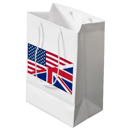 Dual Citizen Amerikaanse & Britse vlag Gift Bag Medium Cadeauzakje (Achterkant Gekanteld)