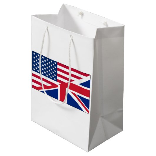 Dual Citizen Amerikaanse & Britse vlag Gift Bag Medium Cadeauzakje (Voorkant Gekanteld)