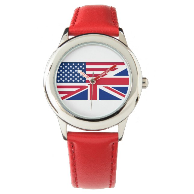 Dual Citizen Amerikaanse Britse vlag Kinder horlog Horloge (Voorkant)