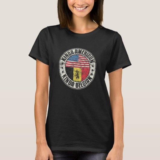 Dual Citizenship American Belgian Belgium Usa Flag T-shirt (Voorkant)