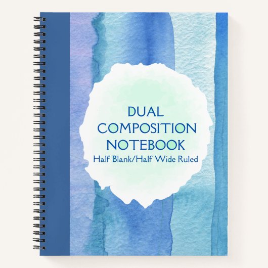 DUAL COMPOSITION BLUE HALF BLANK/WIDE RULL NOTITIEBOEK (Voorkant)