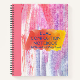 DUAL COMPOSITION PINK HALF BLANK/WIDE RULL NOTITIEBOEK