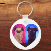 Dual Duo Split Foto Hart Besties Schattige Elegant Sleutelhanger (Achterkant)