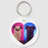 Dual Duo Split Foto Hart Besties Schattige Elegant Sleutelhanger (Achterkant)