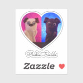 Dual Duo Split Foto Hart Besties Schattige Elegant Sticker (Vel)