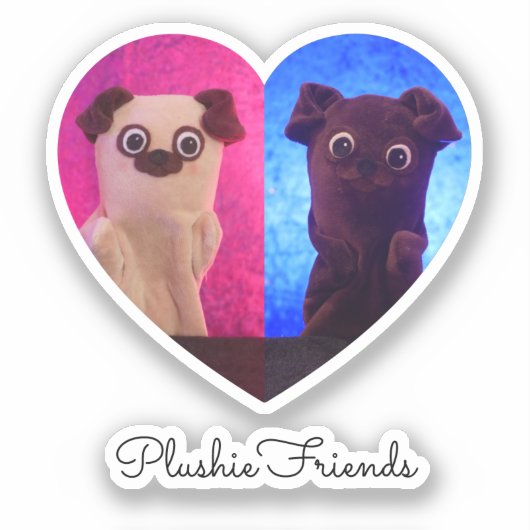 Dual Duo Split Foto Hart Besties Schattige Elegant Sticker (Voorkant)