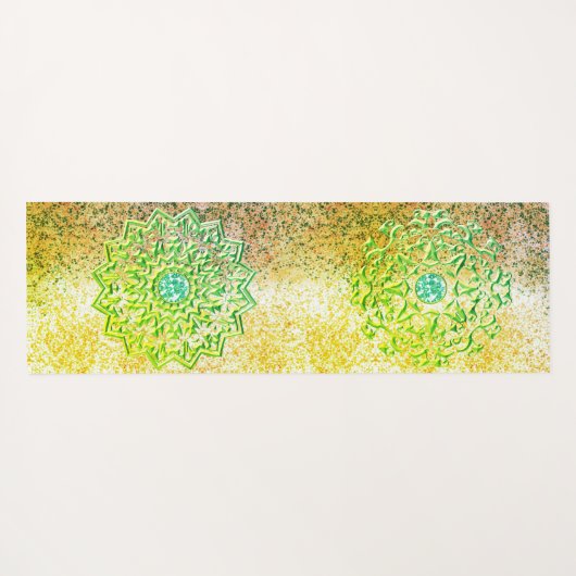 Dual Emerald Green Mandala Yogamat (Achterkant (horizontaal))