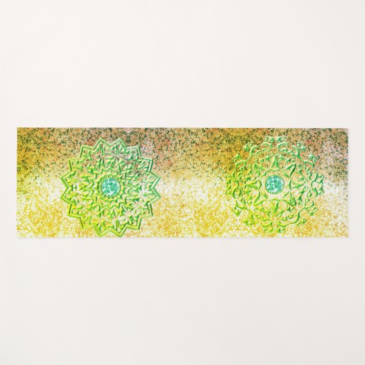 Dual Emerald Green Mandala Yogamat (Voorkant (horizontaal))