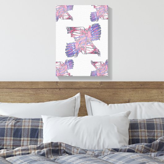Dual Entities Pink and Blue Abstract Canvas (Insitu (Slaapkamer))